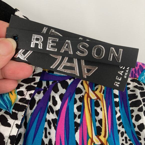 Reason Design Multi All Over Print Button Short Sleeve Shirt Men’s Medium NEW - Picture 10 of 14